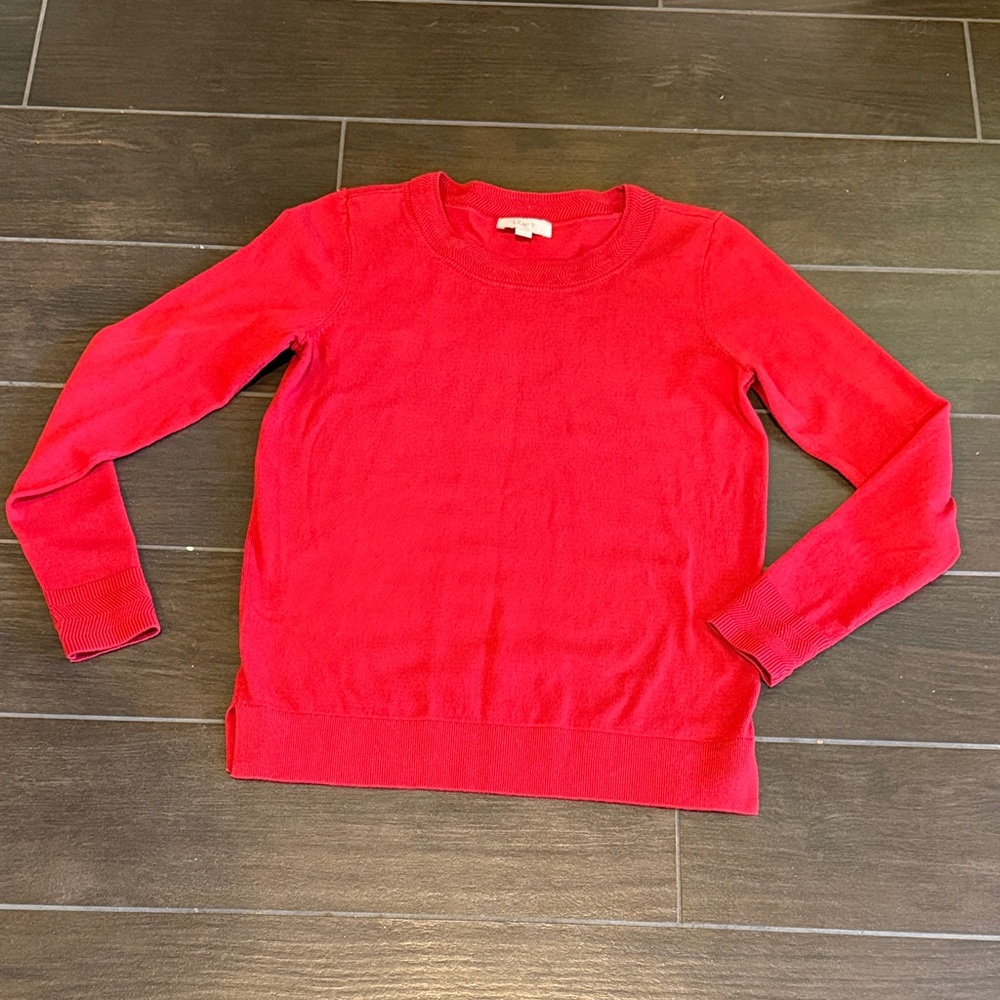LOFT Vibrant Red Crew Neck Sweater